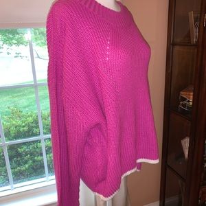 Pink/ purple sweater with white stripe